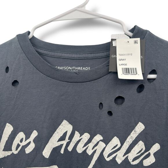 NEW Grayson Threads Distressed Graphic Tee Large Los Angeles Boxy T-Shirt NWT - Picture 3 of 7
